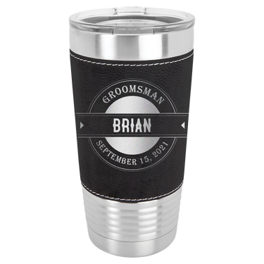 Personalized 20oz Leatherette Groomsmen Tumbler Gift
